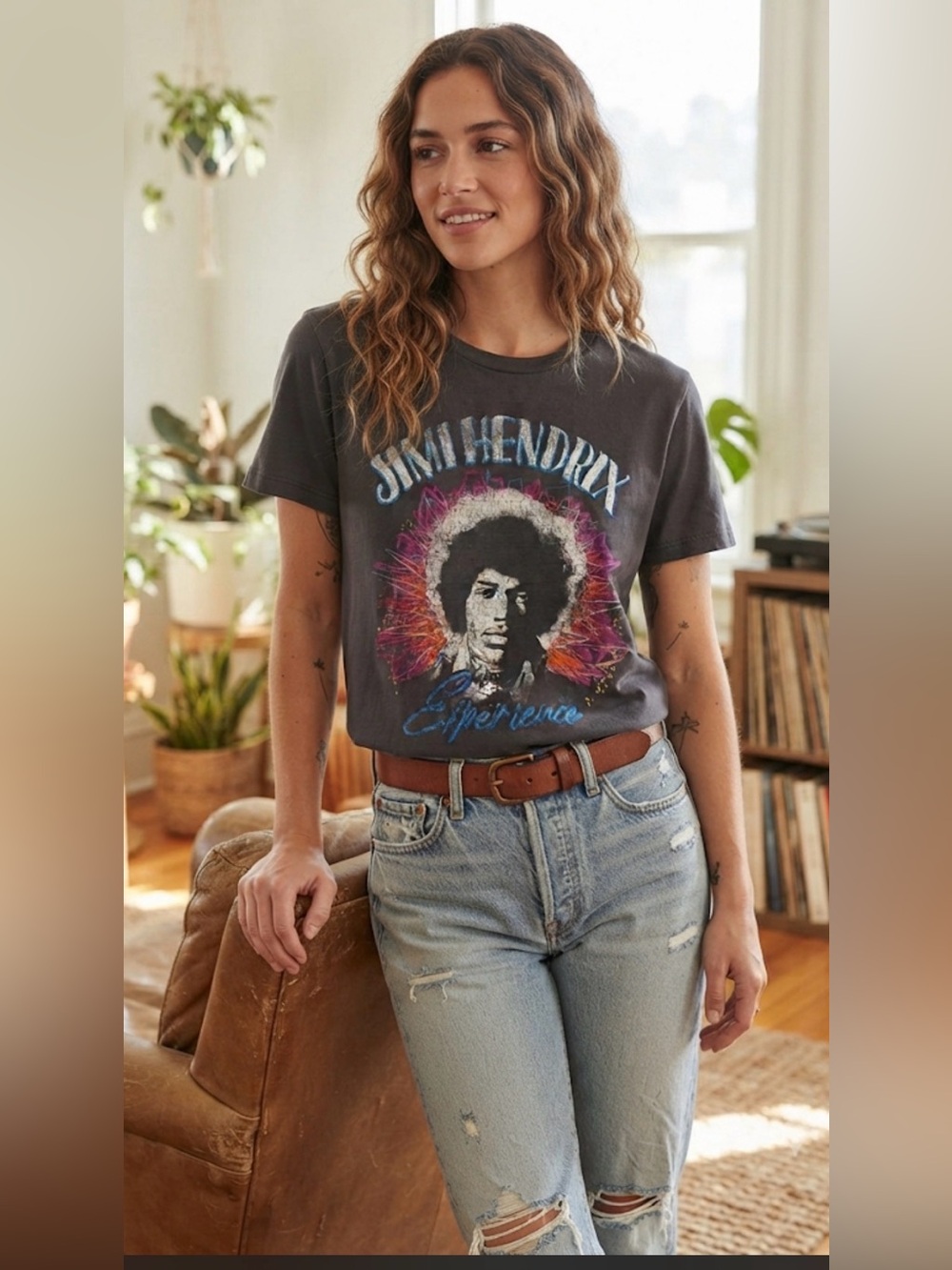 Jimi Hendrix Experience Graphic Band Tee Short Sleeve T-Shirt Small Rock
